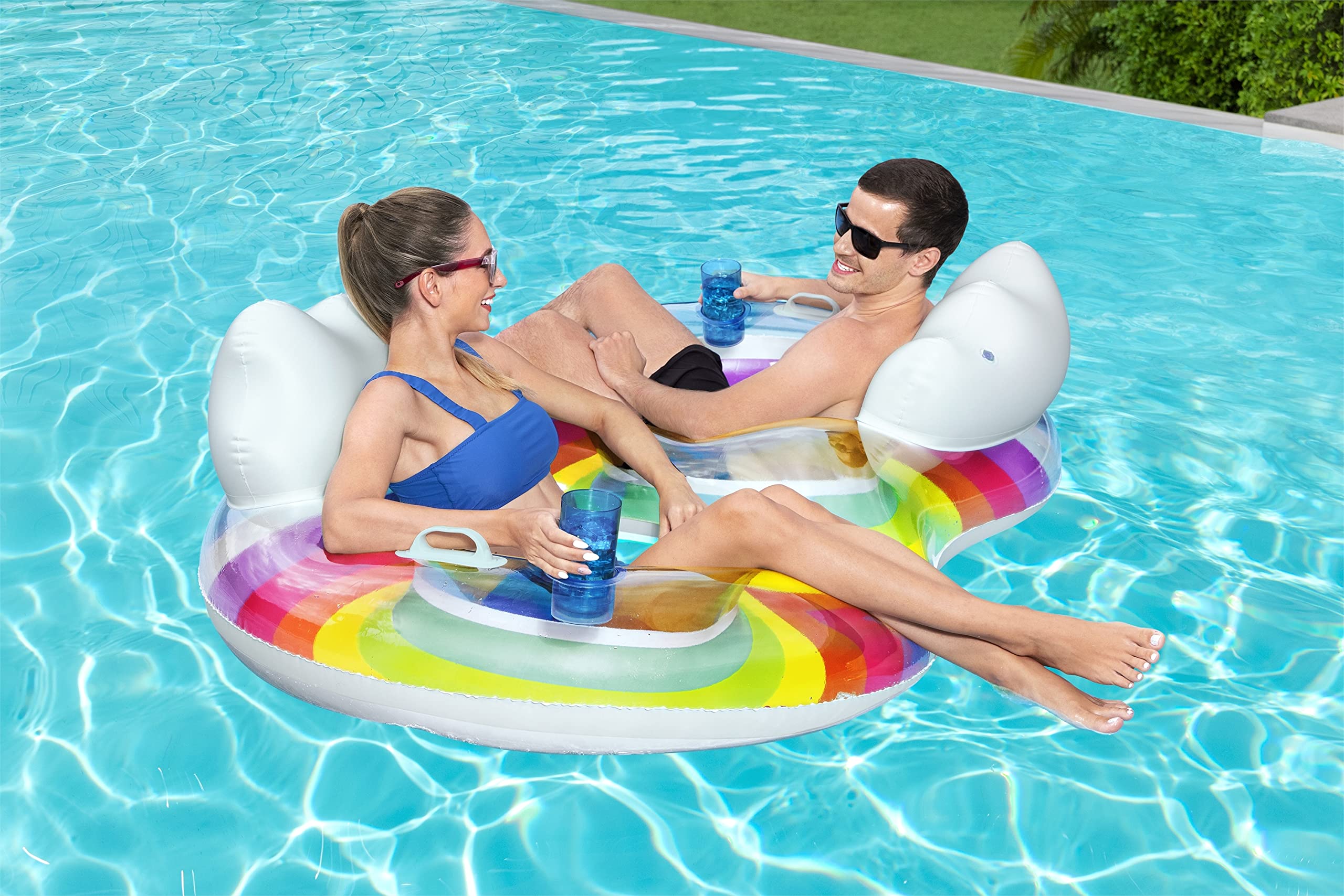 6'1" x 45.5"/1.86m x 1.16m Rainbow Dreams Double Swim Tube
