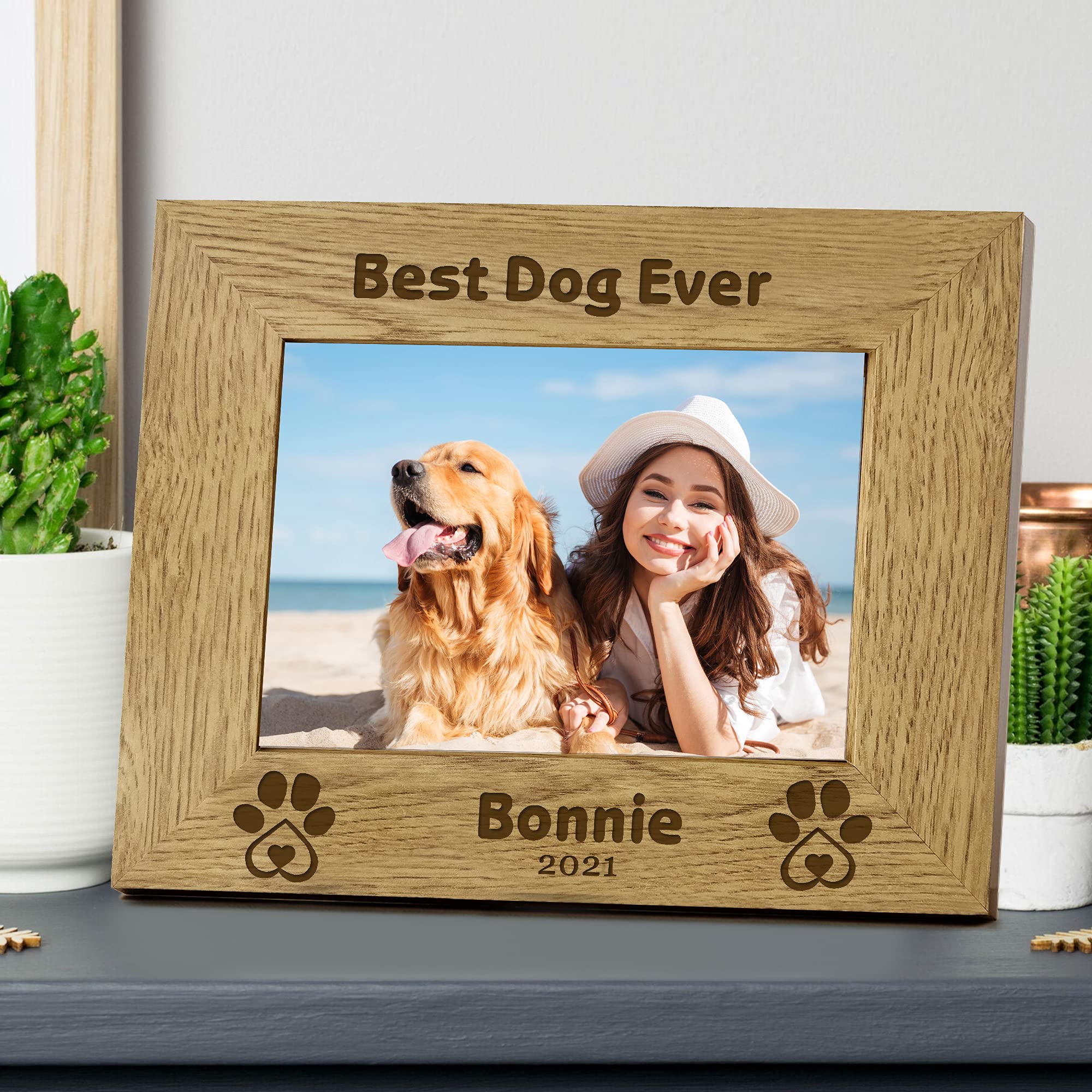 Personalised Pet Photo Frame Dog Cat Pets Picture Frame Pet Memorials Dog Pets Gift for Dog Cat Pet Owners Paw Print kit (Landscape Design 4)