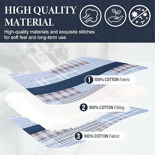 Miniatura 9 de SahSahCasa Juego de edredón tamaño King juego de edredón 100 algodón juego de ropa de cama King colcha de retazos reversible ligera para todas las