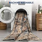 GarveeHome 5x7 Vintage Zone Rug pour Salon Machine Lavable Rug de cuisine Couverture intérieure Imprimé Tapis pour Chambre à manger Tapis de porte d'entrée Soft pour le bureau, Bleu/Brown