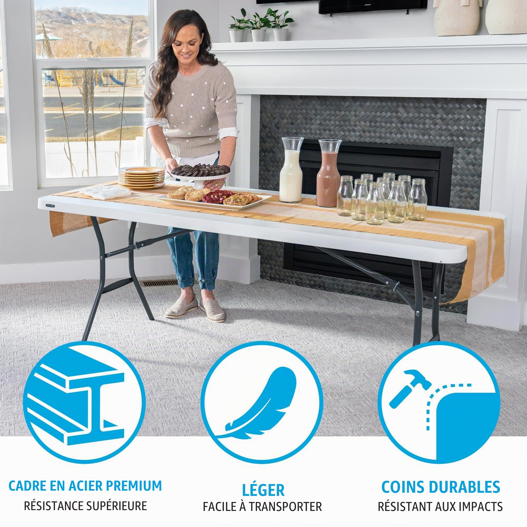 Lifetime Products Lifetime Table Pliante en Granit Blanc 76 x 183 cm
