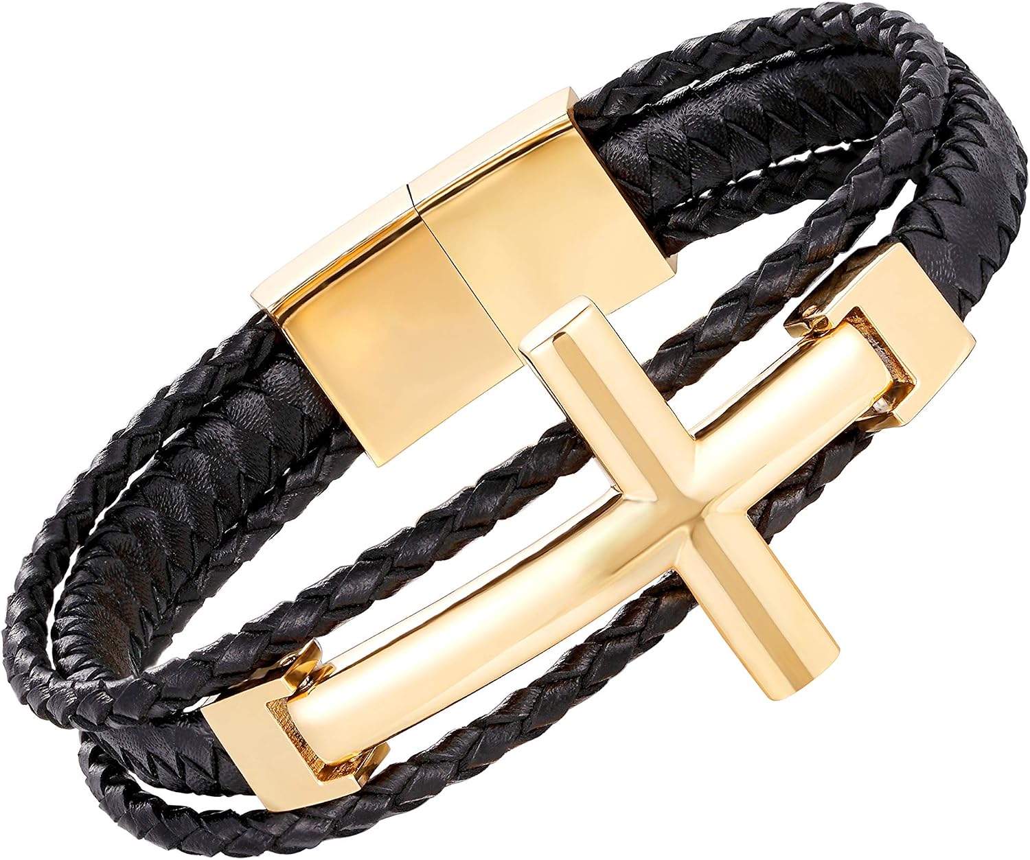 Urban Jewelry Men’s Pyramid Bracelet – 18k Gold Plated over Tungsten Carbide, 8.3" Length, 11mm Width, Scratch-Resistant, Heavy Chain, Gift Ready image 3