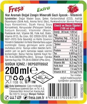 Freşa Extra Multivitaminli Narlı Madensuyu 24'lü (200 ml x 24 Adet) (2 paketi)