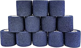 COMOmed Self Adherent Cohesive Bandage 2"x5 Yards First Aid Bandages Stretch Sport Athletic Wrap Vet Tape for Wrist Ankle Sprain and Swelling,Navy Blue(12 Rolls)