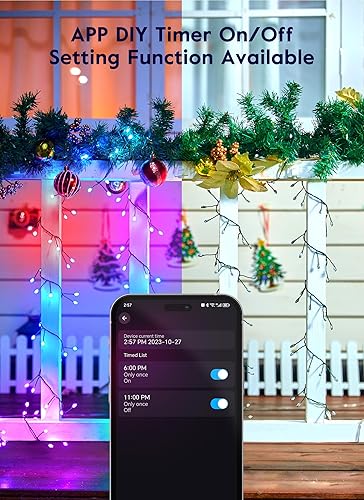 Miniatura 5 de Luces inteligentes para árbol de Navidad que cambian de color, 165 pies, 500 luces LED controladas por aplicación con RGB y 16 modos de escena,