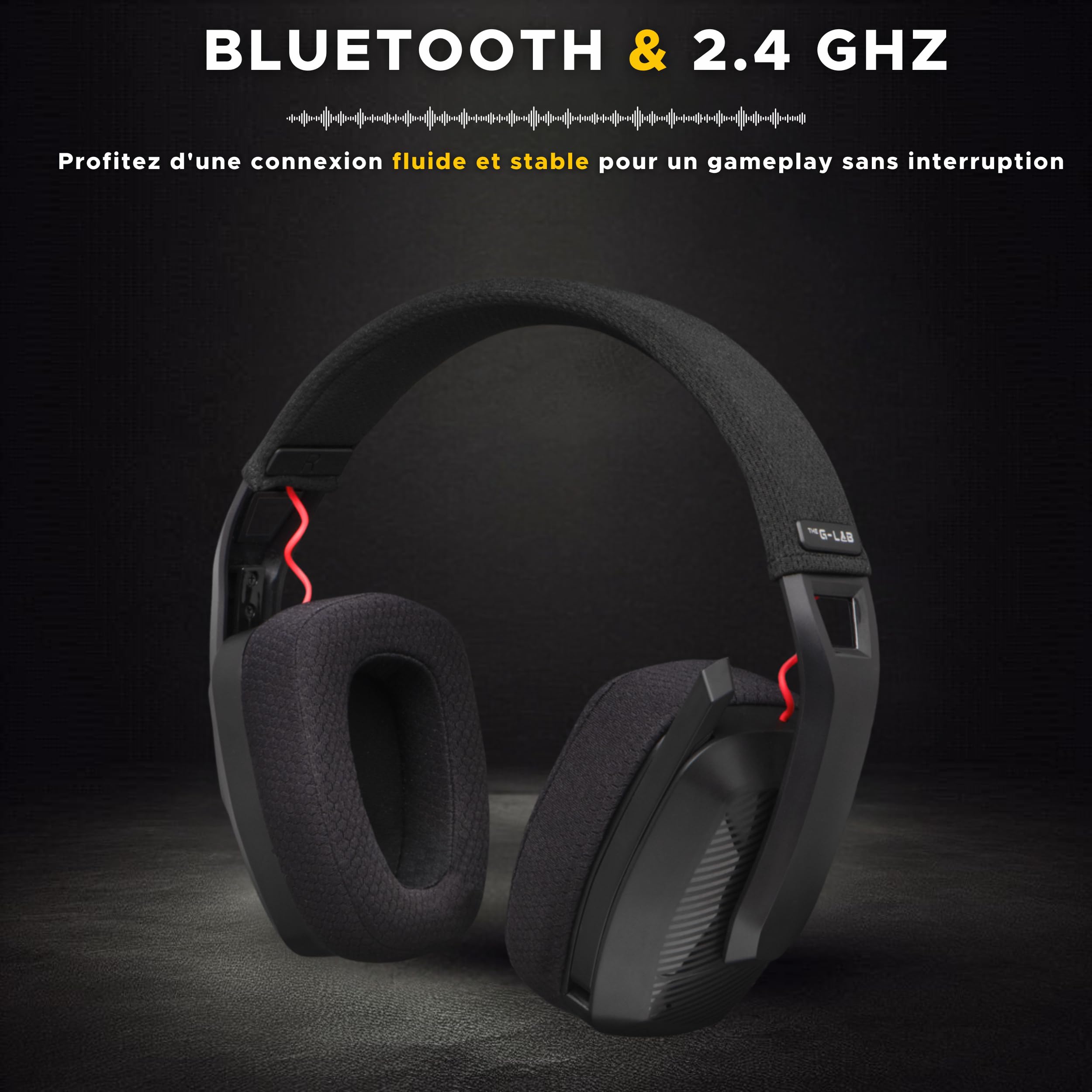 The G-Lab - Korp Platinium - Casque Gaming sans Fil Rechargeable PC/Ps4/Ps5 - Casque Gamer sans Fil Double Modes Bluetooth / 2.4Ghz - Son Stéréo Haute Qualité, Connexion Fluide - New
