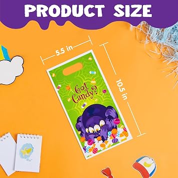 JOYIN 72 PCS Halloween Trick or Treat Bags, Halloween Goodie Candy Bags, Goody Gift Bag, 4 Designs Plastic Snack Bag Bulk for Kids Trick or Treating, Classroom Party Favors, Event Party Supplies