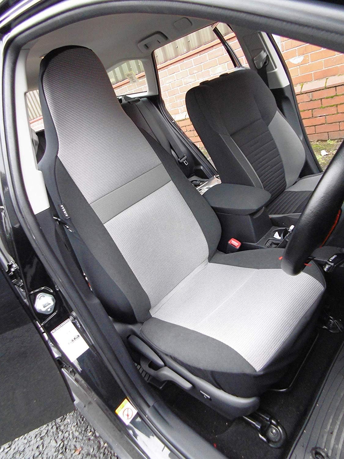 S & B To fit a TOYOTA AYGO, Car Seat Covers, Dogtooth Grey, 2 Fronts
