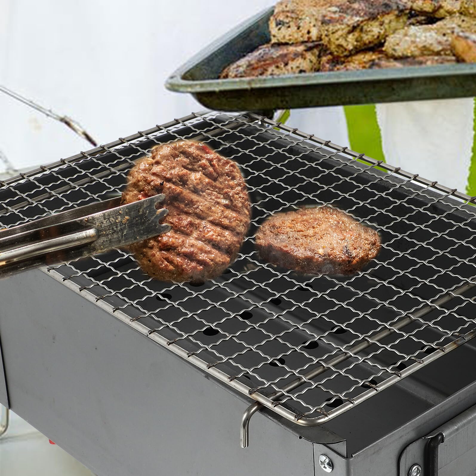 GANAZONO Przenośny Grill Ogrodowy z Żeliwa Odporny Rdzę i Wysoką Temperaturę Praktyczny Piec Do Grillowania Kempingu i Zewnątrz z Siatką Do Grillowania
