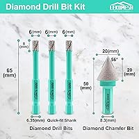 Vista 2 de Juego de 4 brocas con núcleo de diamante, kit de sierra para azulejos de porcelana, cerámica, mármol, ladrillo, hormigón con vástago rápido