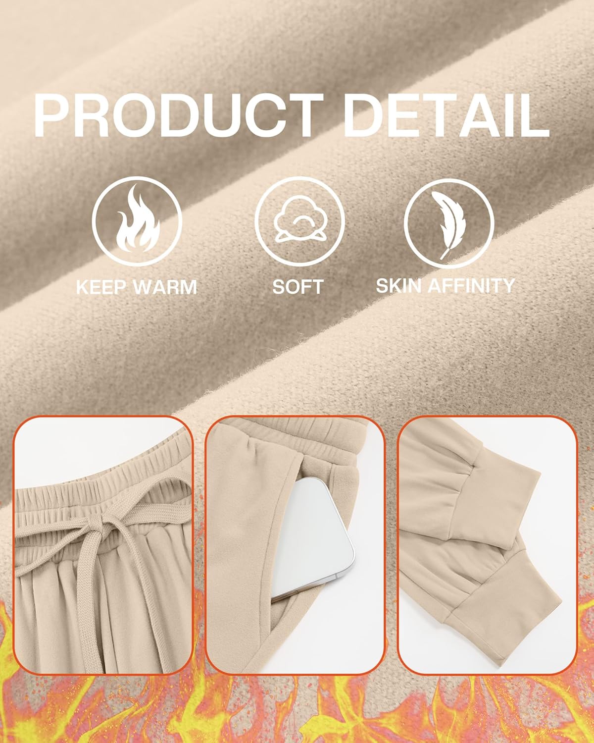 4 Pack Women's Fleece Joggers Winter Drawstring Lounge Sweatpants Thermal Workout Yoga Pants with Pocket - Image 3