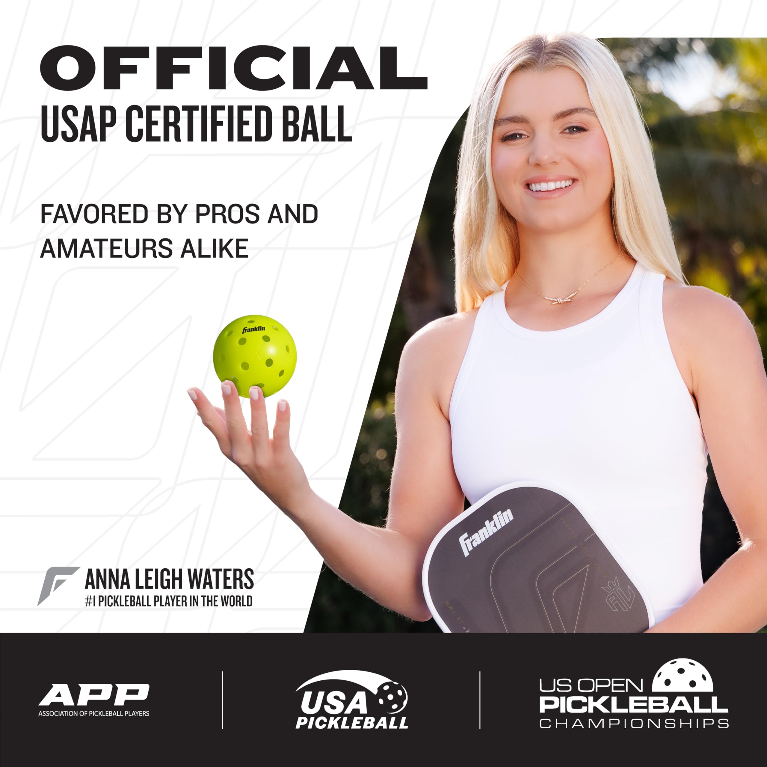 Franklin Sports X-40 - Pelotas de Pickleball para Exteriores aprobadas por Estados Unidos (USAPA), Pelota Oficial del US Open