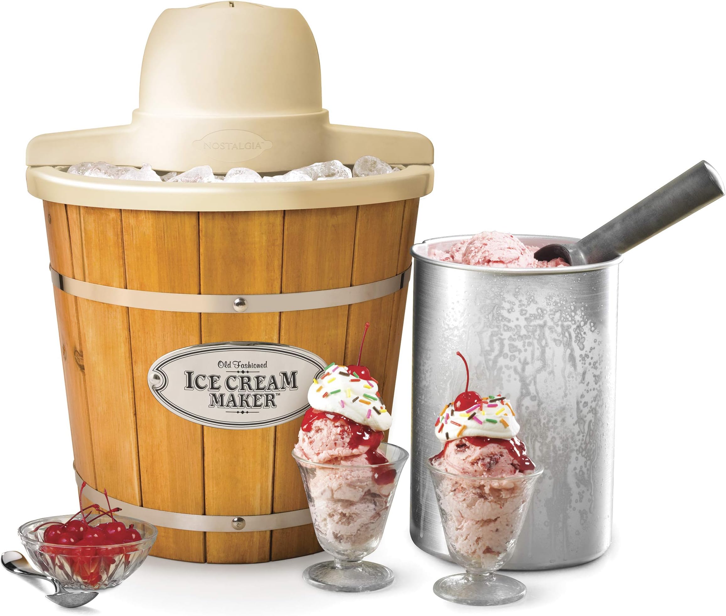 Nostalgia ICMP4WD 4-Quart Electric Wood Bucket Ice Cream Maker