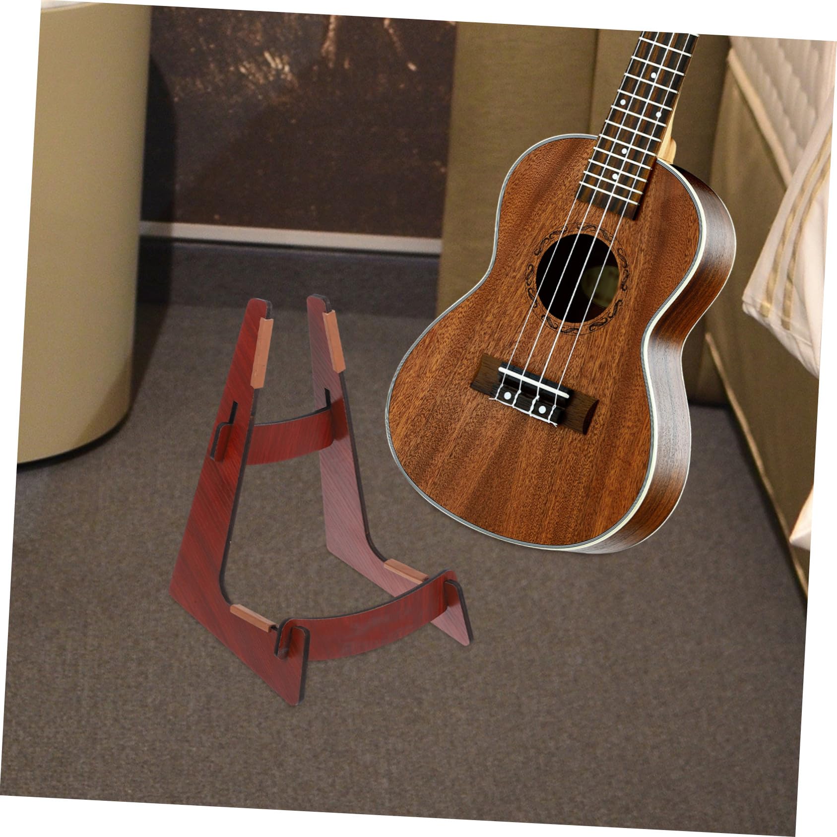 HEMOTON Supporto Per Chitarra Da Pavimento Da 3 Pezzi Supporto Per Chitarra Staccabile Struttura in Legno Per Chitarre Acustiche Ed Elettriche