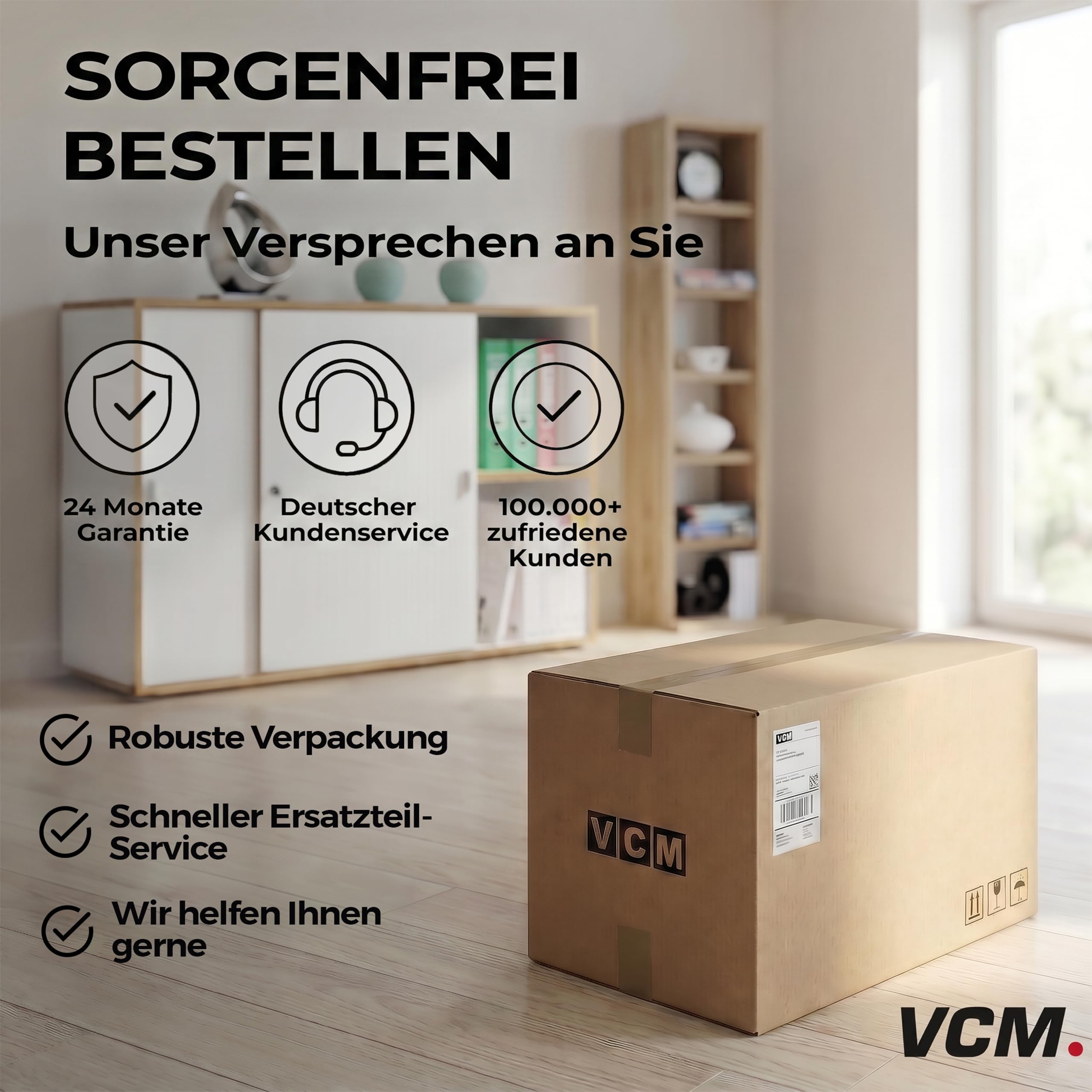 VCM Büroschrank mit 2 Fächern | moderner Aktenschrank mit Schiebetüren | Maße ca. H. 74 x B. 100 x T. 37 cm– Salia 2-Fach