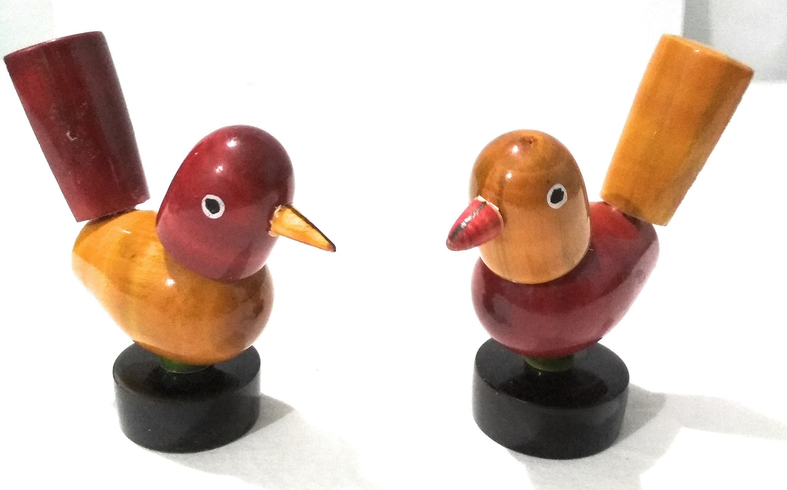 Crafts India Handcrafted channapatna Wooden Spring Birds Dolls/Toys - Assorted and Multicolored 2