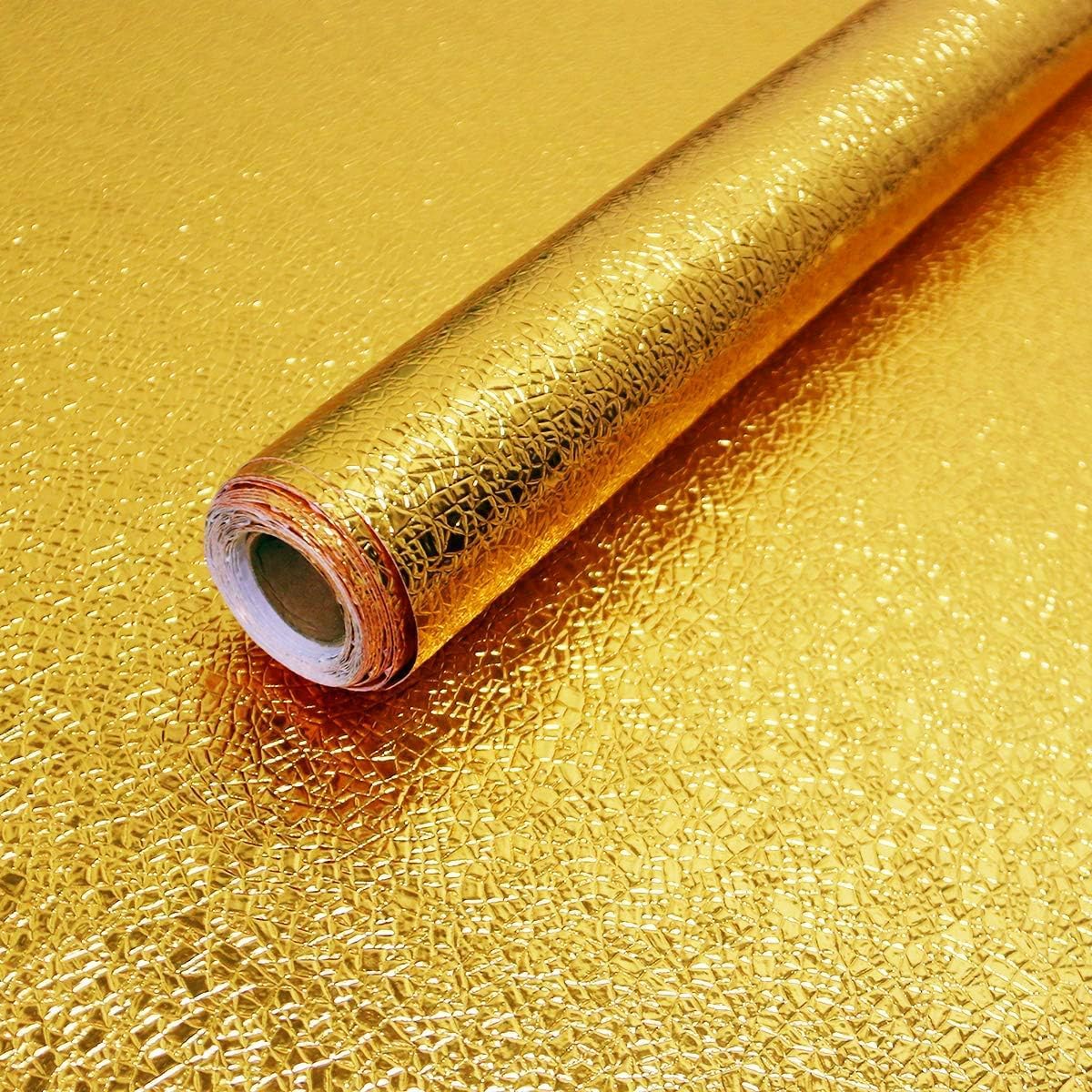 D FASHION HUB Metallic Gold Textured Self-Adhesive Wallpaper, 60 x 200 cm, Decorative Wall Covering