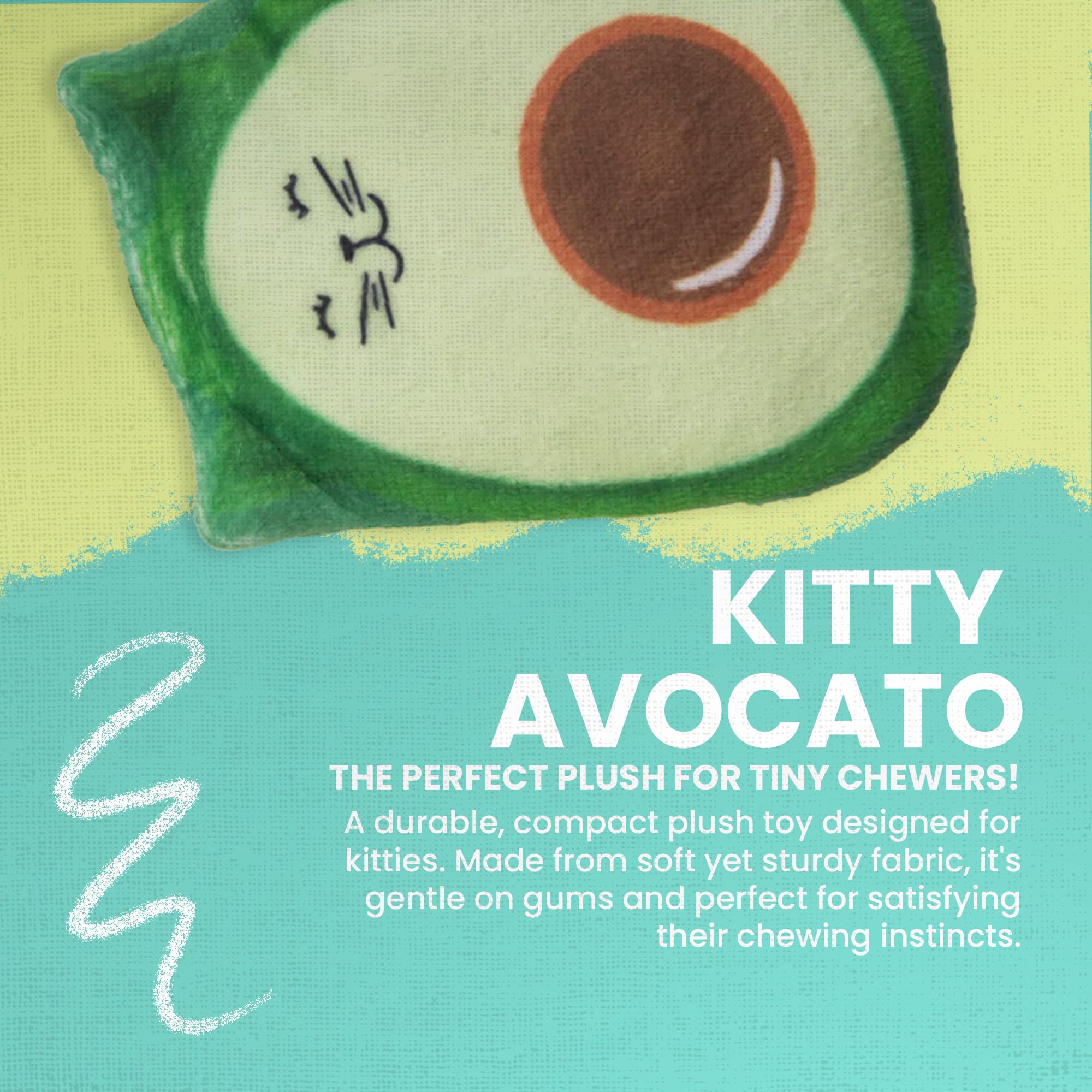 SNUG AROOZ Kitty Avocato Cat Toy with Catnip & Repair Patch – Plush with Crinkle & Catnip Infusion – Fun Avocado Design for Playtime Made from Recycled Materials