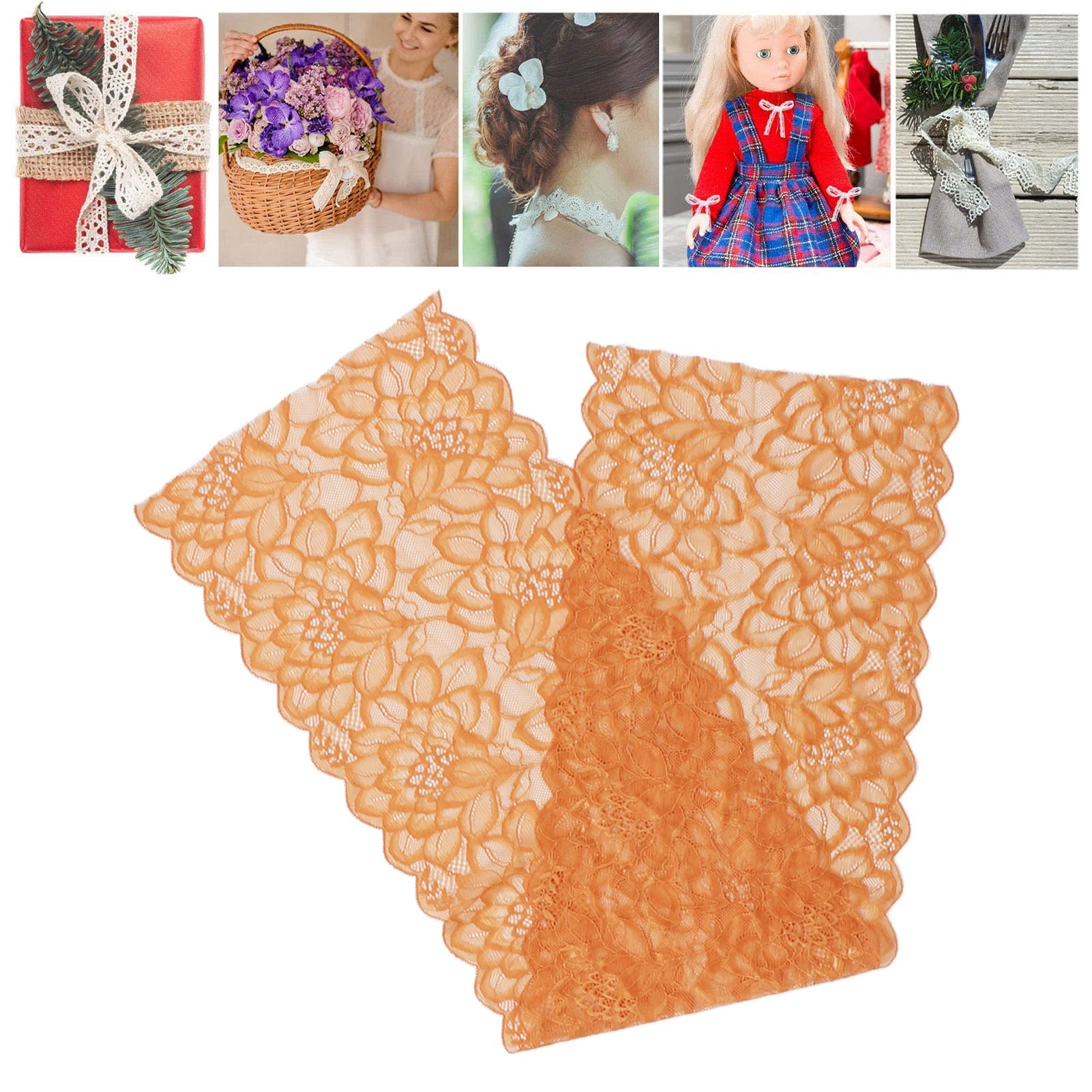 Tessuto in pizzo allungato, rivestimento in pizzo elastico in nylon, nastro in maglia morbido comodo per cucire, vestiti, progetti artigianali, decorazioni per la casa
