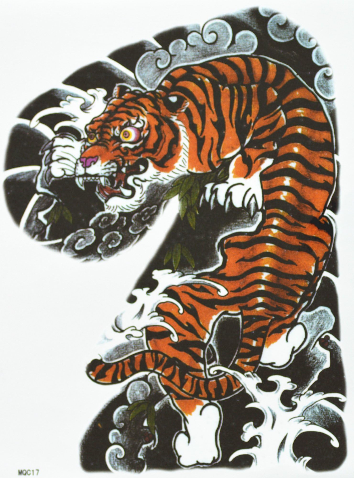 GGSELL GGSELL hot selling extra large new design big size 7.87 x 8.66" Inches waterproof Ferocious tiger temporary tattoo sticker for should