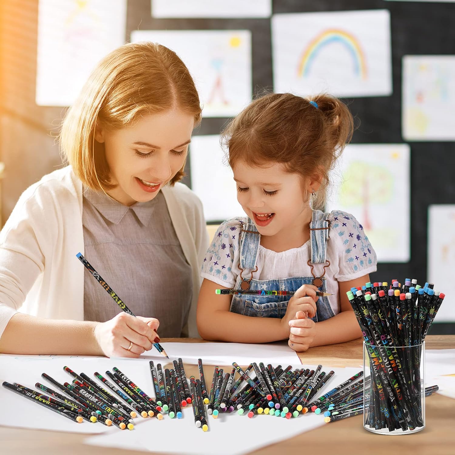 Pasimy 600 Pcs Reading Motivational Pencils Bulk Black Novelty Wooden Pencils with Eraser Classroom Inspirational Pen with Sayings for Kids Student Teacher School Reward Gifts Stationery Party