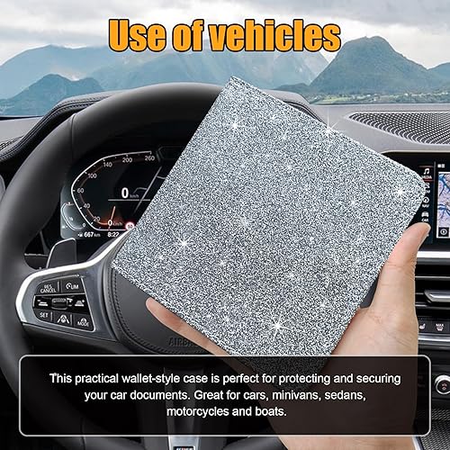 Miniatura 5 de Kewucn Soporte para registro y seguro de automóvil, organizador de cuero para guanteras con cierre magnético, estuche de accesorios para