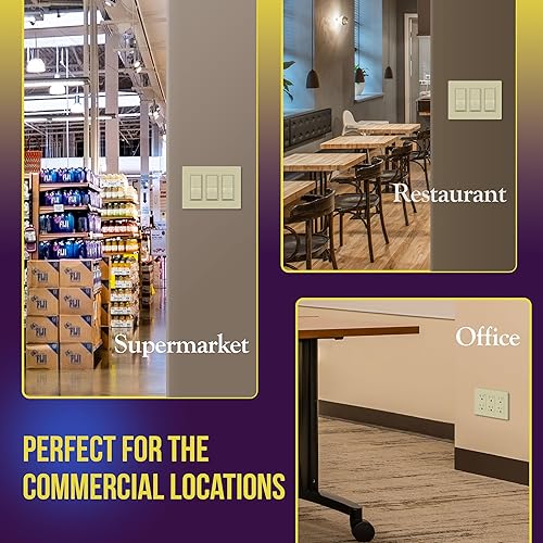 Miniatura 334 de ENERLITES SI8834-BK - Placa de pared decorativa sin tornillos, cubierta de enchufe segura, 4 entradas, 4.68 x 8.30 pulgadas (alto x largo), Negro