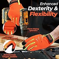Vista 3 de HANDLANDY Guantes de trabajo para hombre y mujer, guantes de trabajo de mecánicos de uso general con pantalla táctil, guantes de trabajo flexibles