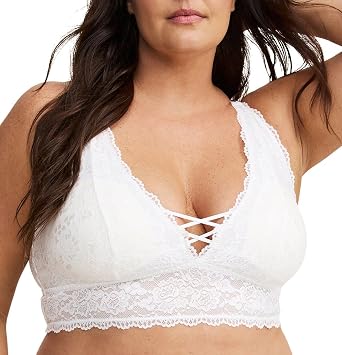 Torrid Womens Plus Size Lightly Lined XO Lace Bralette with Crisscross Design