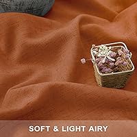 Vista 3 de Orange Linen Curtains 72 Inch Length for Living Room 2 Panels Set Back Tab Loop Pocket Semi Sheer Copper Brown Burnt Orange Curtains for Bedroom