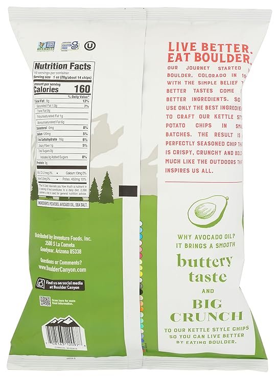 BOULDER CANYON Avocado Oil Classic Sea Salt Kettle Style Potato Chips, 10 OZ