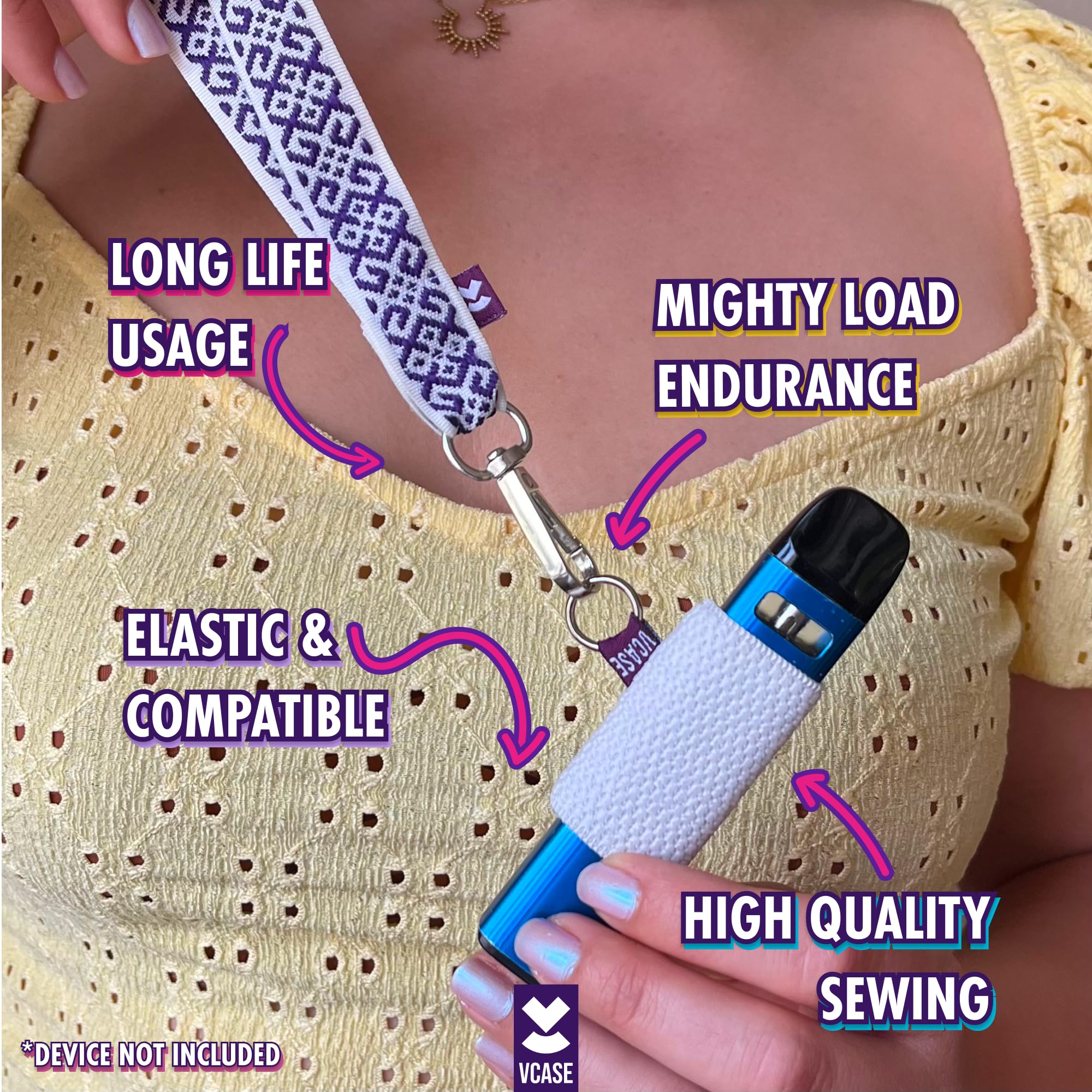 Amazon.com: VCase Vape Holder, Perfect Fit, Lanyard and Wristband,  High-Strength Elastic Holder, 1 Pcs Elastic Holder (Lanyard & Wristband,  Colorful, Small) : Health & Household