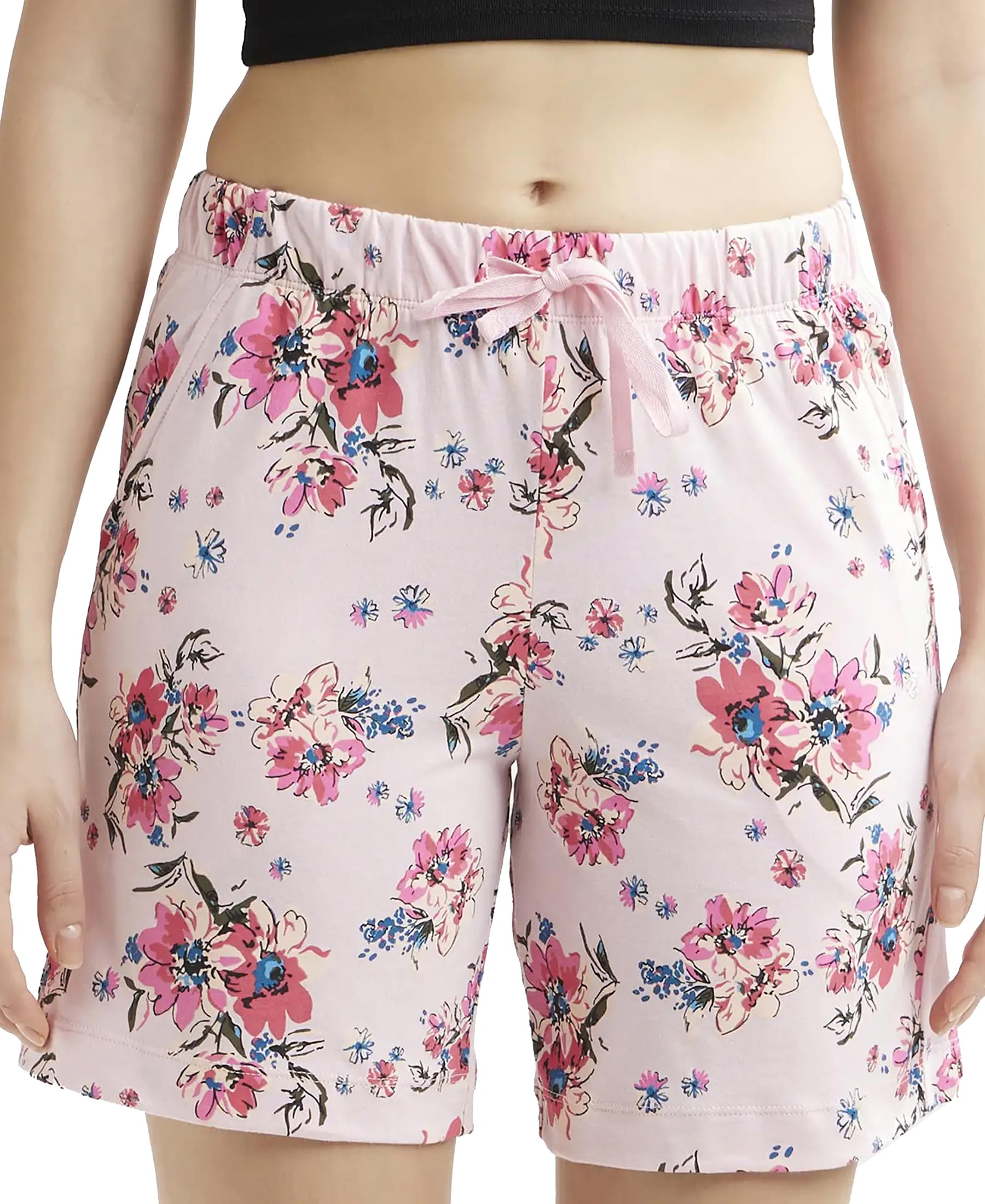 jockey RX65 Women's Super Combed Cotton Relaxed Fit Printed Shorts with Convenient Side Pockets (Prints May Vary)-picture-41