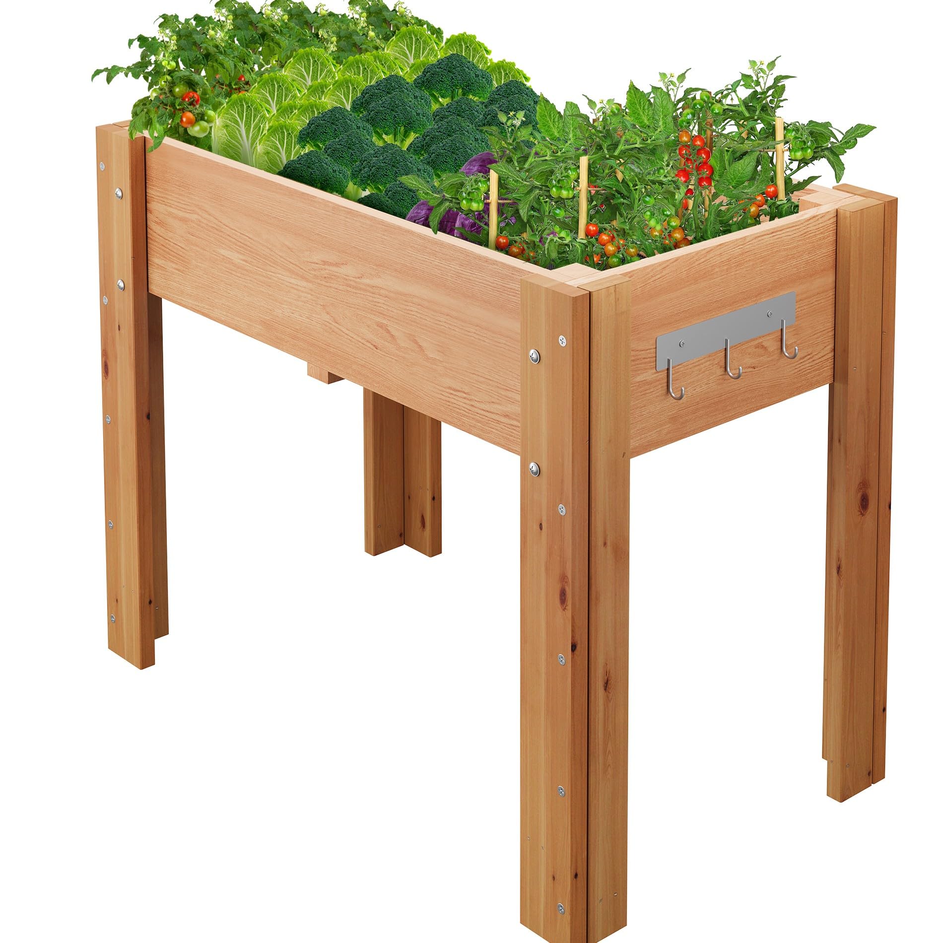 Garvee Elevated Wooden Raised Garden Bed with Legs & Hooks