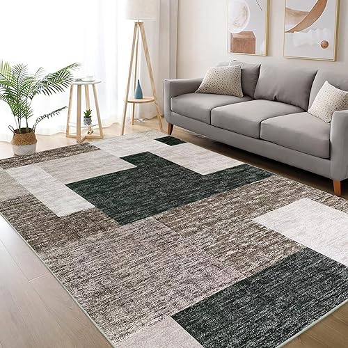 Zacoo Alfombra abstracta de 5 x 8 pies, geométrica, para dormitorio, súper suave, moderna, antideslizante, no desprende pelo, lavable a máquina,