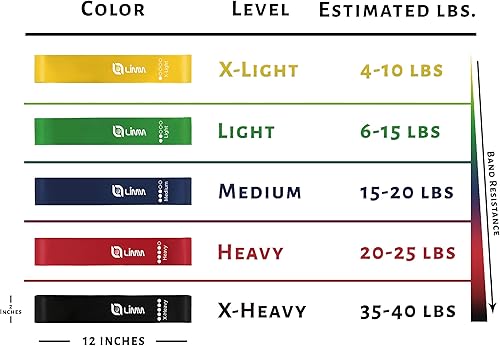 Miniatura 2 de Limm Bandas de ejercicio de bucle de resistencia juego de 5 bandas elásticas para entrenar con guía de instrucciones y bolsa de transporte banda