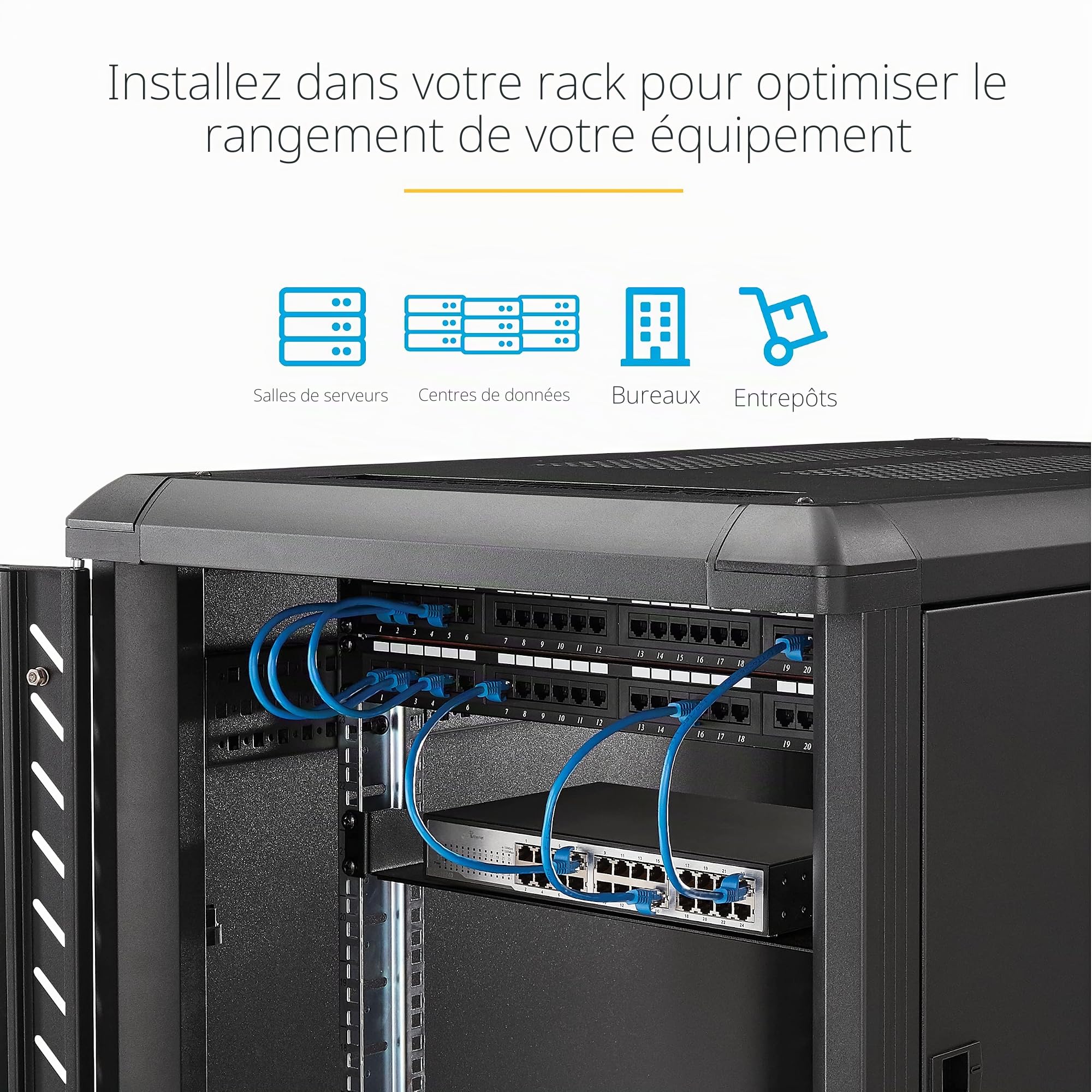 StarTech Étagère Cantilever Fixe Rack 1U, 25,4cm, 20kg, Noir (CABSHELF1U10) | Plateau universel, Montage en rack, Équipement audiovisuel, Réseau, Acier