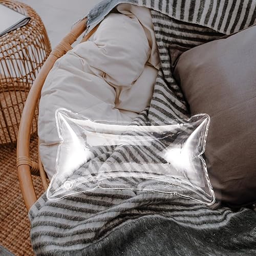 Miniatura 8 de Yardwe Almohada inflable de viaje portátil compacta almohada de aire transparente para mochilero, cuello cabeza, soporte lumbar, almohada inflable