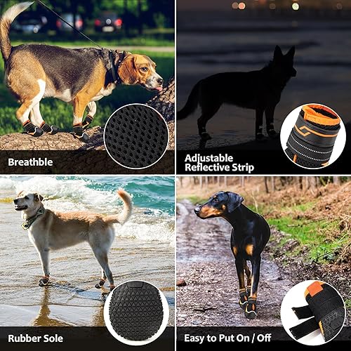 Miniatura 4 de Zapatos para perros para pavimento caliente, antideslizantes, botas y protectores de patas para perros grandes, transpirables, pequeños, medianos y