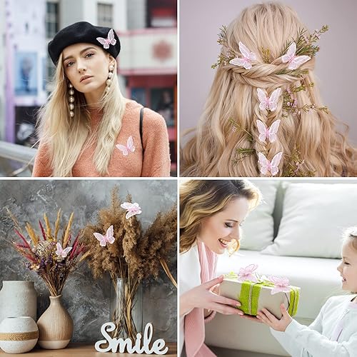 Miniatura 2 de 12 piezas de ajuste de encaje de mariposa, parches de encaje de mariposa, doble capa de organza de tela de encaje de mariposa, bordado de encaje de