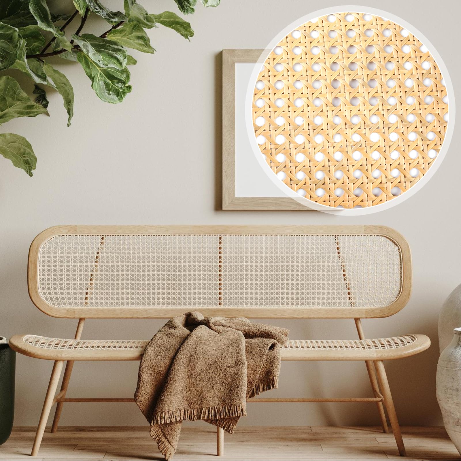 Rattan Geflecht, 35 x 100cm Schimmelfest Rattan Gurtband, Wiener Geflecht, Handgemachtes Rattan Kunsthandwerk für DIY Möbeldekoration, Wabengeflecht Stuhlflechtrohr, Flechtrohrgewebe, Heimdekoration