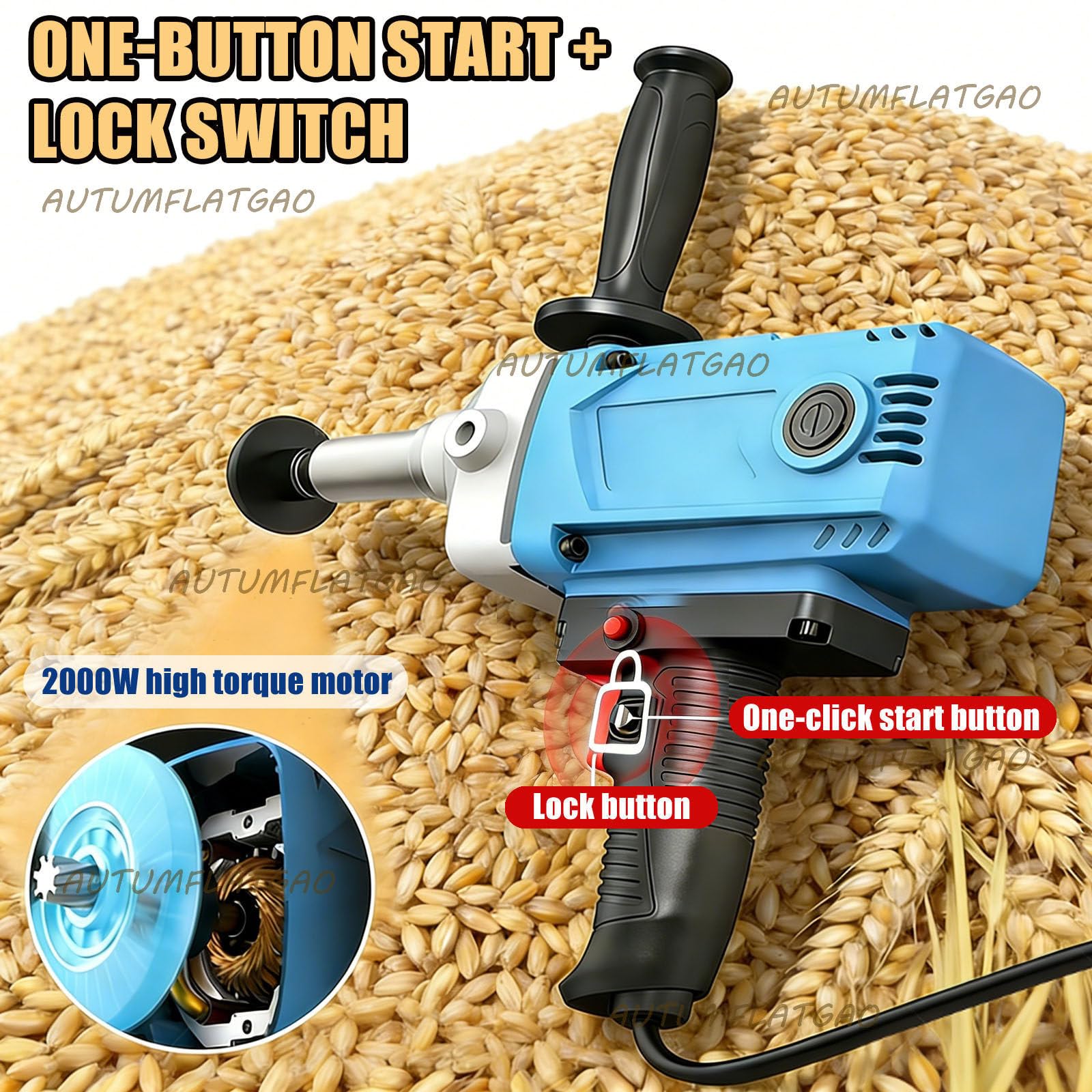 Tragbare Getreidesaugmaschine 2000 W – Hochleistungs-Getreideförderer Und Pulverförderpumpe, Förderschnecke Für Sand, Zement Und Futtermittel, Mit 1.5m Flexiblem Schlauch