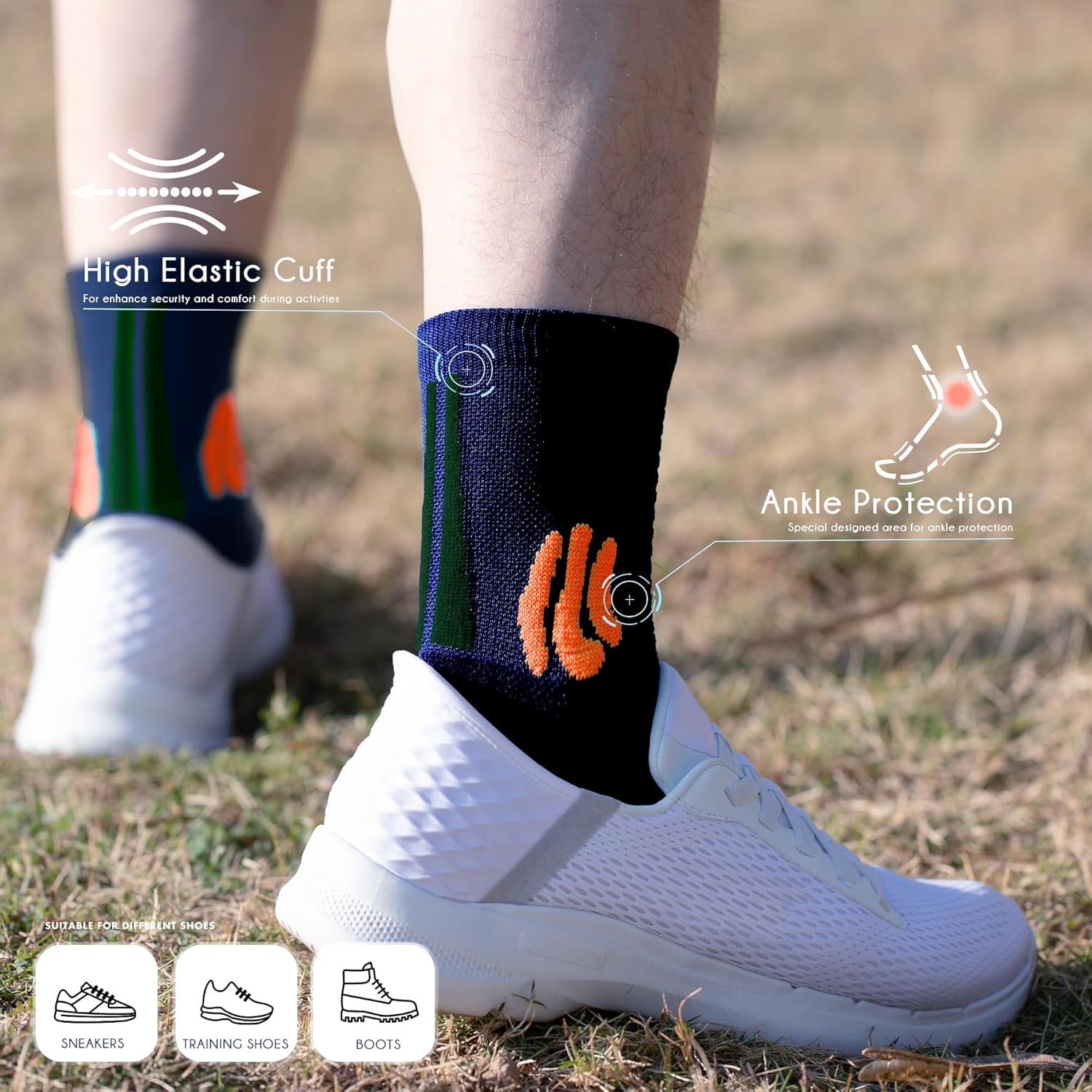 BRISIRA Coolmax Bamboo Viscose Compression Running Socks Quarter Crew Athletic Cushioned Breathable Anti Blister&Sweat&Odor - Image 4