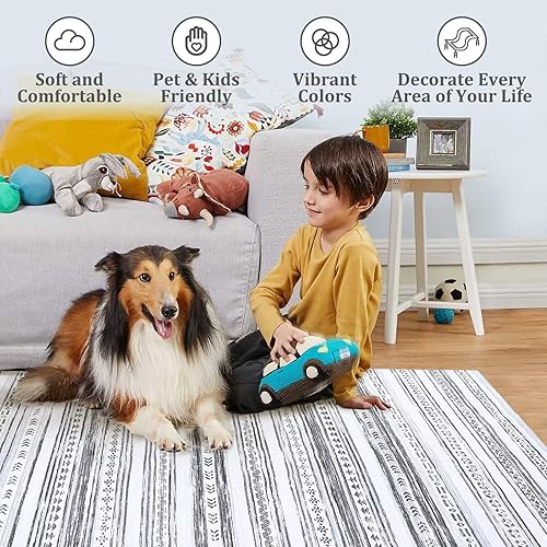 Miniatura 5 de GlowSol Alfombra de pasillo lavable de 2 x 6 pies, antideslizante, suave, marroquí, para baño, alfombra de interior que no desprende pelo, alfombra