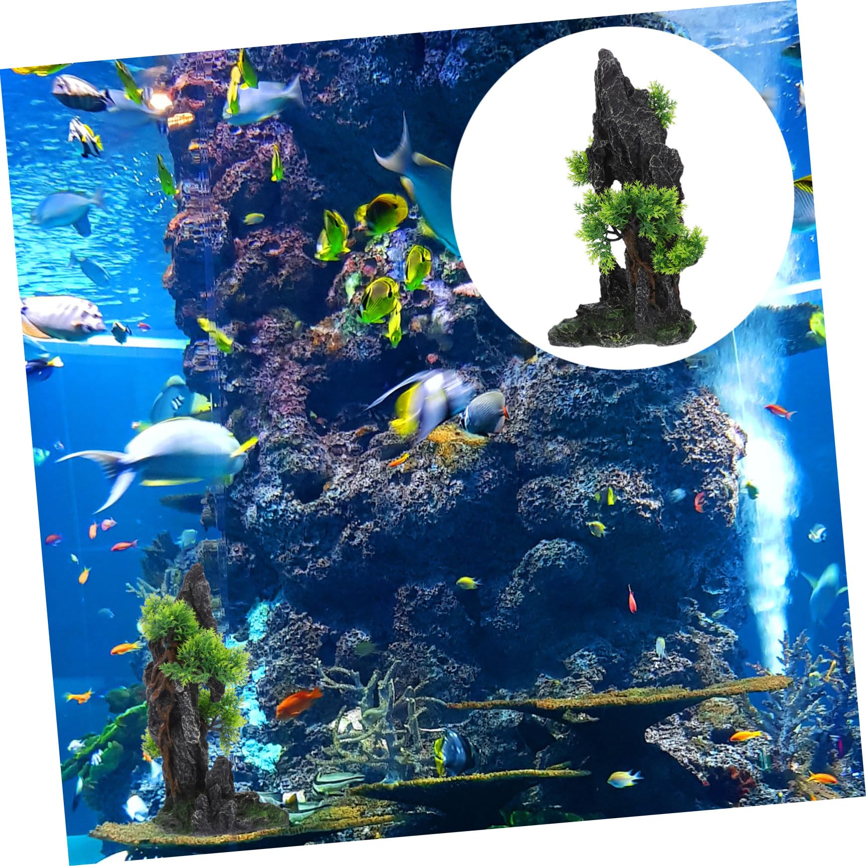 POPETPOP Decoraciones De Rocallas y Plantas Acuáticas Adorno para Acuario De Resina Figura Decorativa De Rocalla para Peceras Paisaje Artificial para Decoración De Roca Acuario