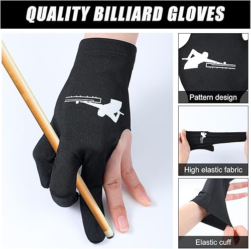 Miniatura 3 de 20 guantes de billar para billar con tres dedos, guantes de billar para mano izquierda y derecha, guantes deportivos universales para mujeres y