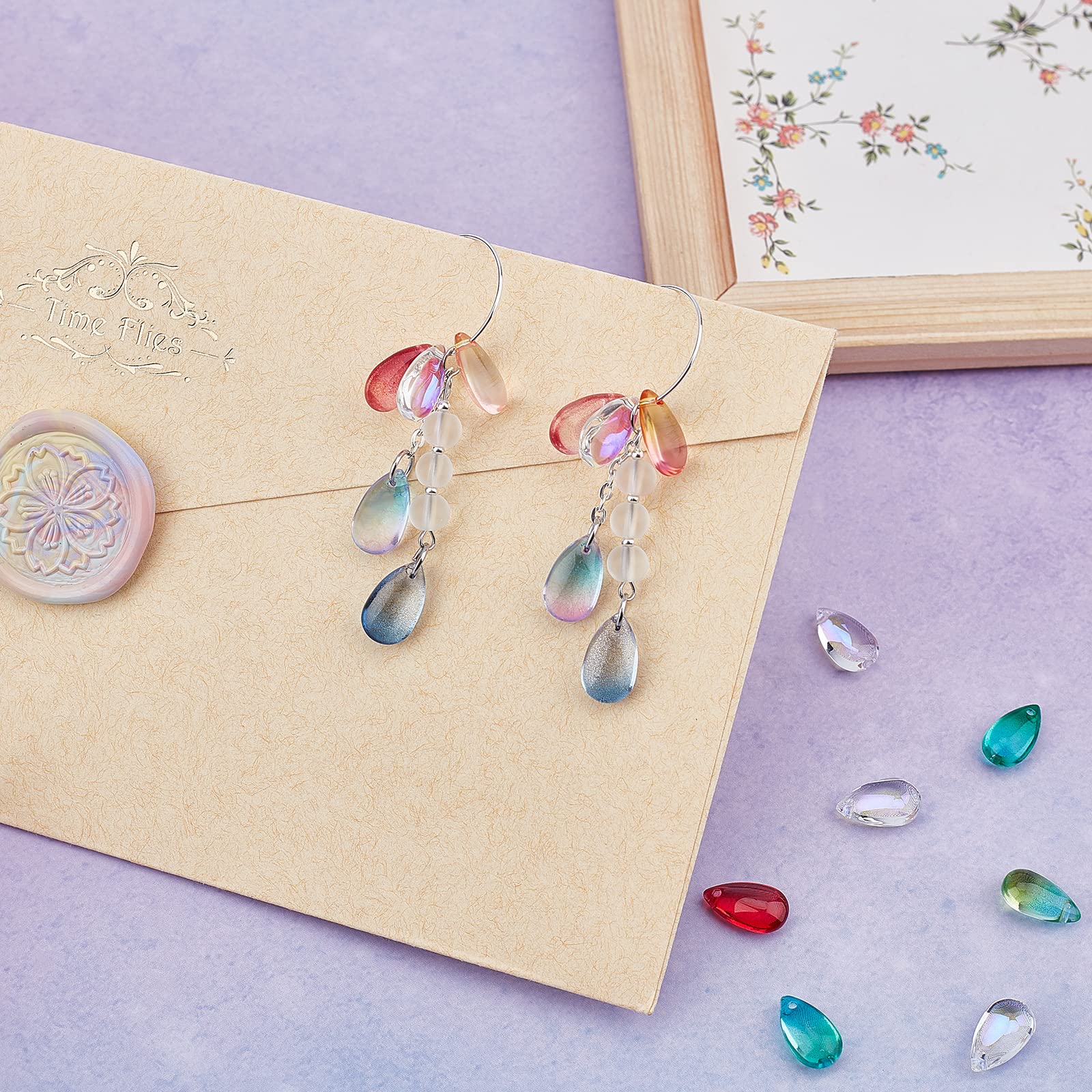 SUNNYCLUE Lot 18 Breloques Goutte D'Eau Œil De Chat 9 Couleurs – Résine 3D Spirale Or – DIY Bijoux
