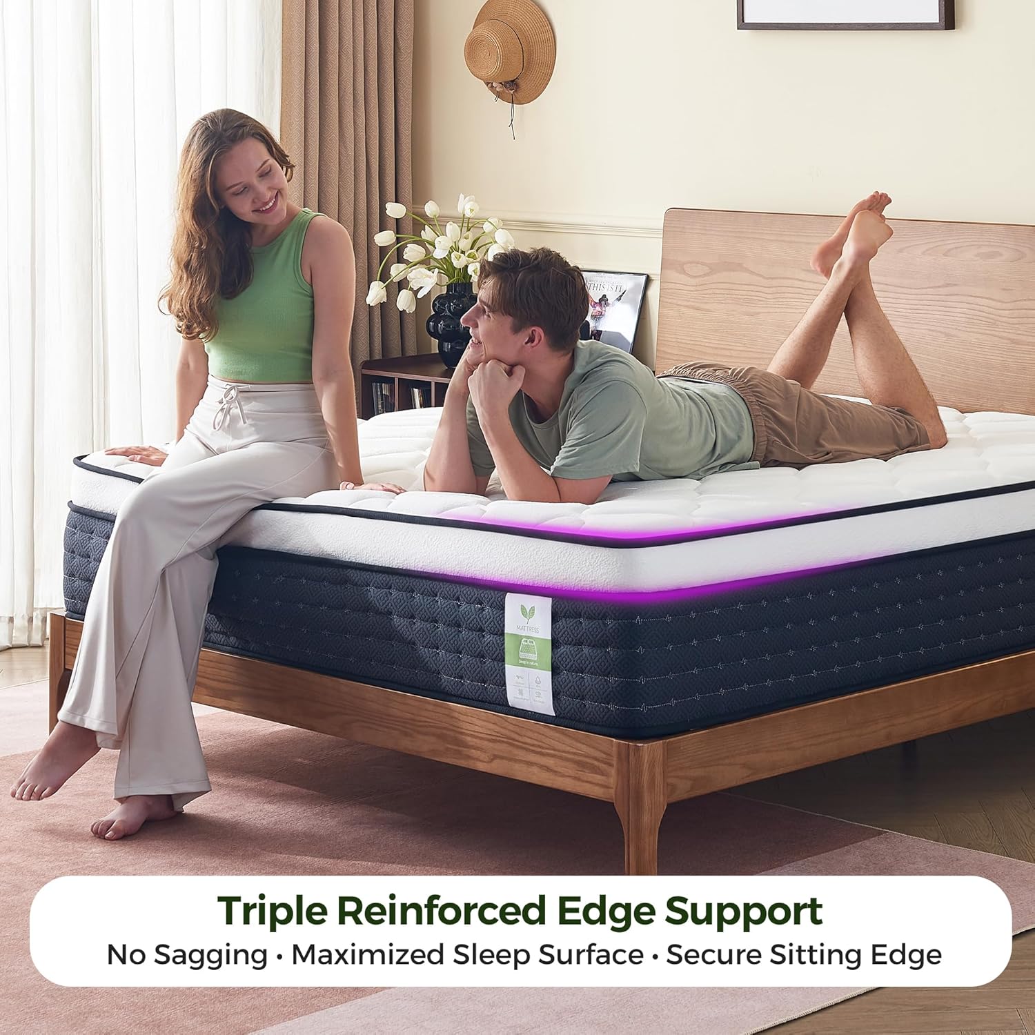 12 Inch Queen Mattress in a Box: Hybrid Queen Size Mattresses for Back Pain Relief, Memory Foam Queen Bed Mattress with Pocket Springs for Motion Isolation, Edge Support, Medium Plush, CertiPUR-US - Image 5