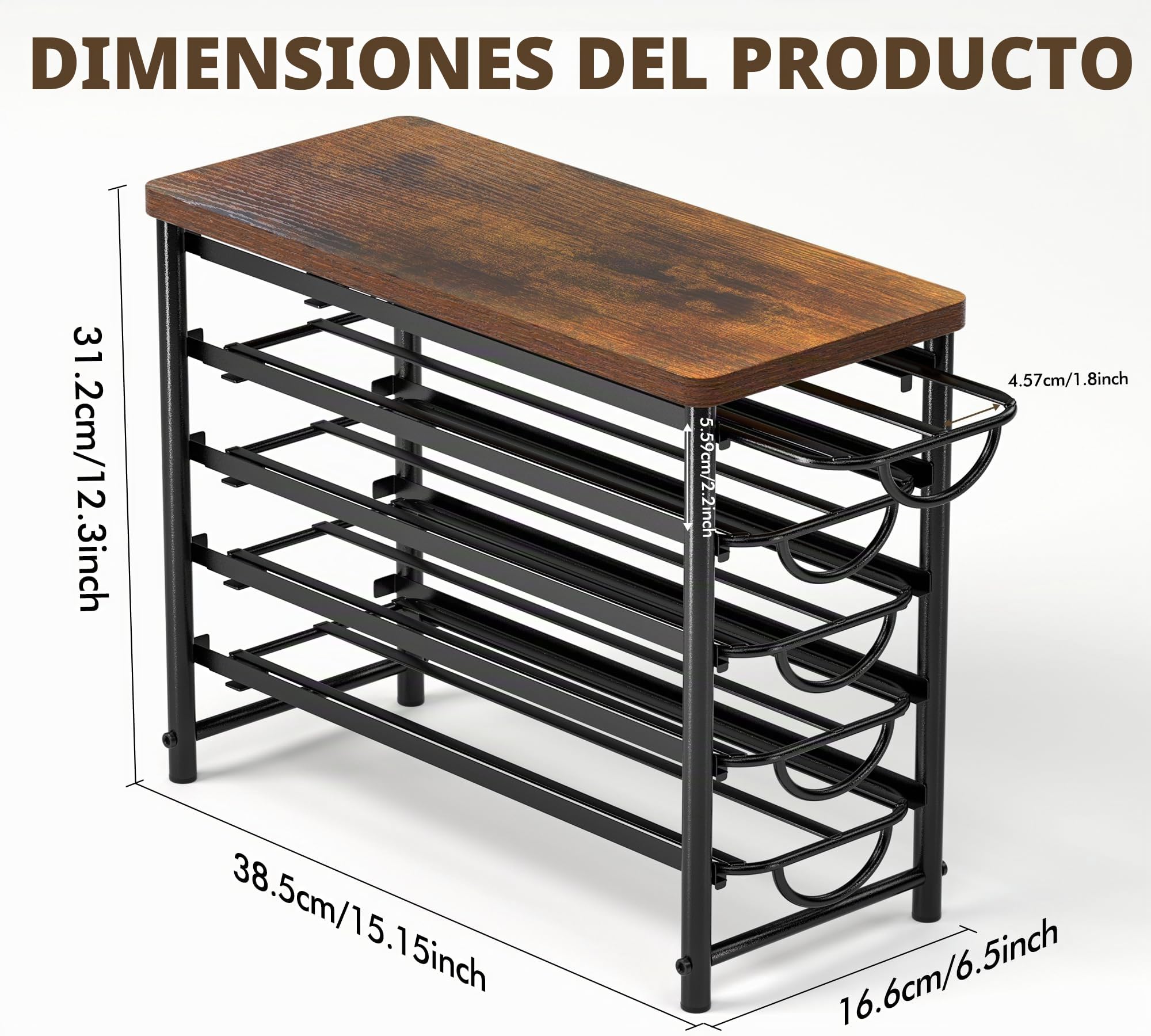 Soporte para cápsulas de café de 5 niveles para Dolce Gusto, capacidad de 70 cápsulas, almacenamiento de cápsulas de metal con parte superior de madera, organizador de cápsulas de café antideslizante