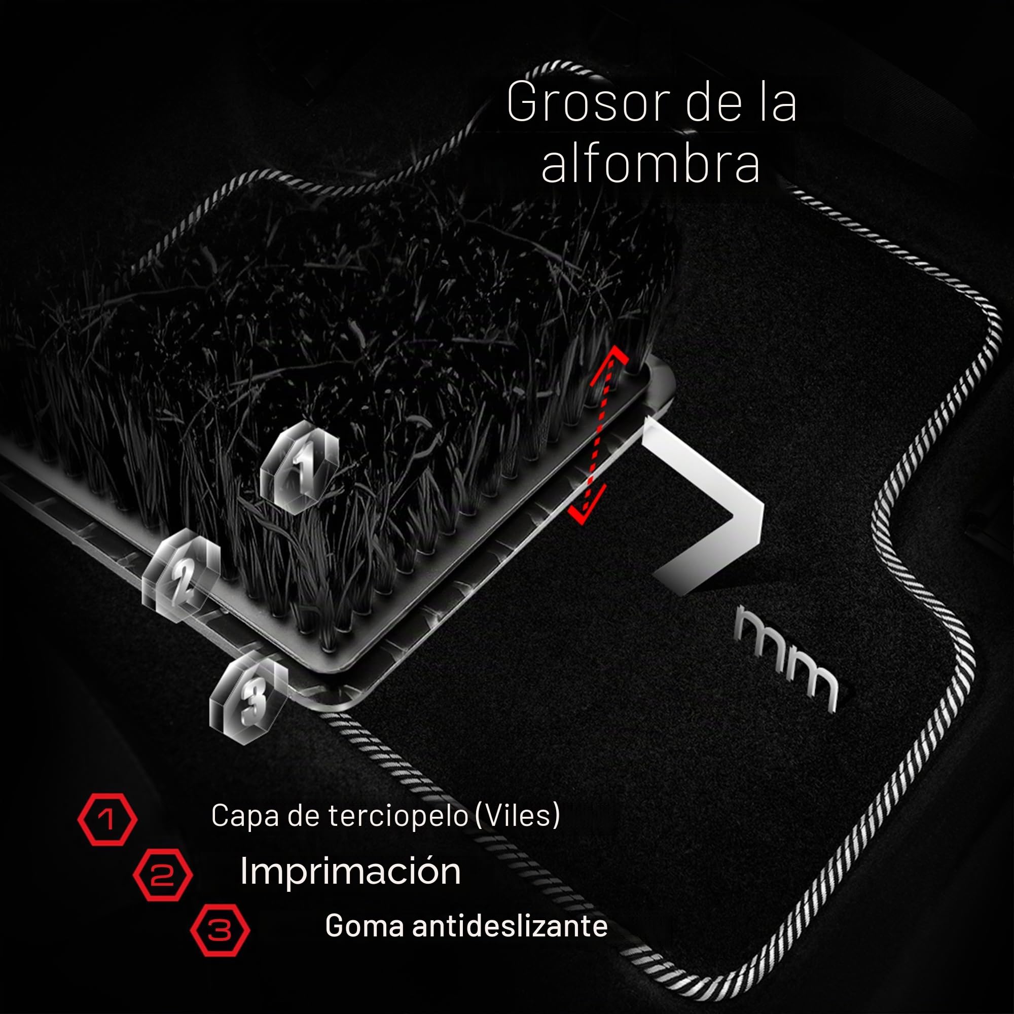 MOTOS alfombrillas coche de velours standard adecuado para Ford S-MAX I 2006-2015 7 pasajeros - Standard, Tejido, Gris - Experimenta un nuevo confort de conducción con un juego de alfombra de coche de